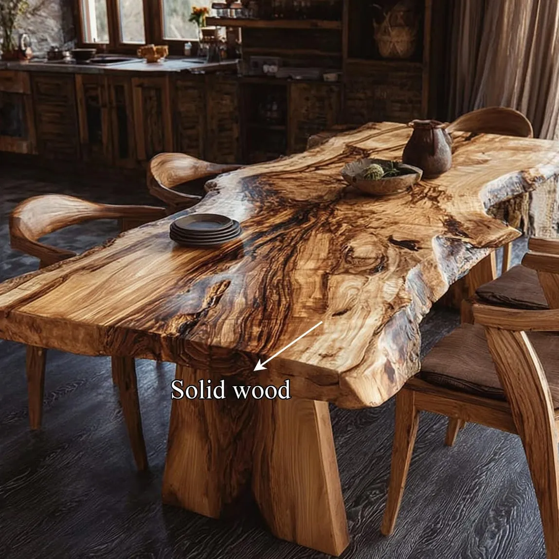 Rustic Live Edge Walnut Dining Table Handmade Solid Wood Table Custom Farmhouse Kitchen Table  Modern Walnut Wood Furniture Decor Home Gift - Image 3