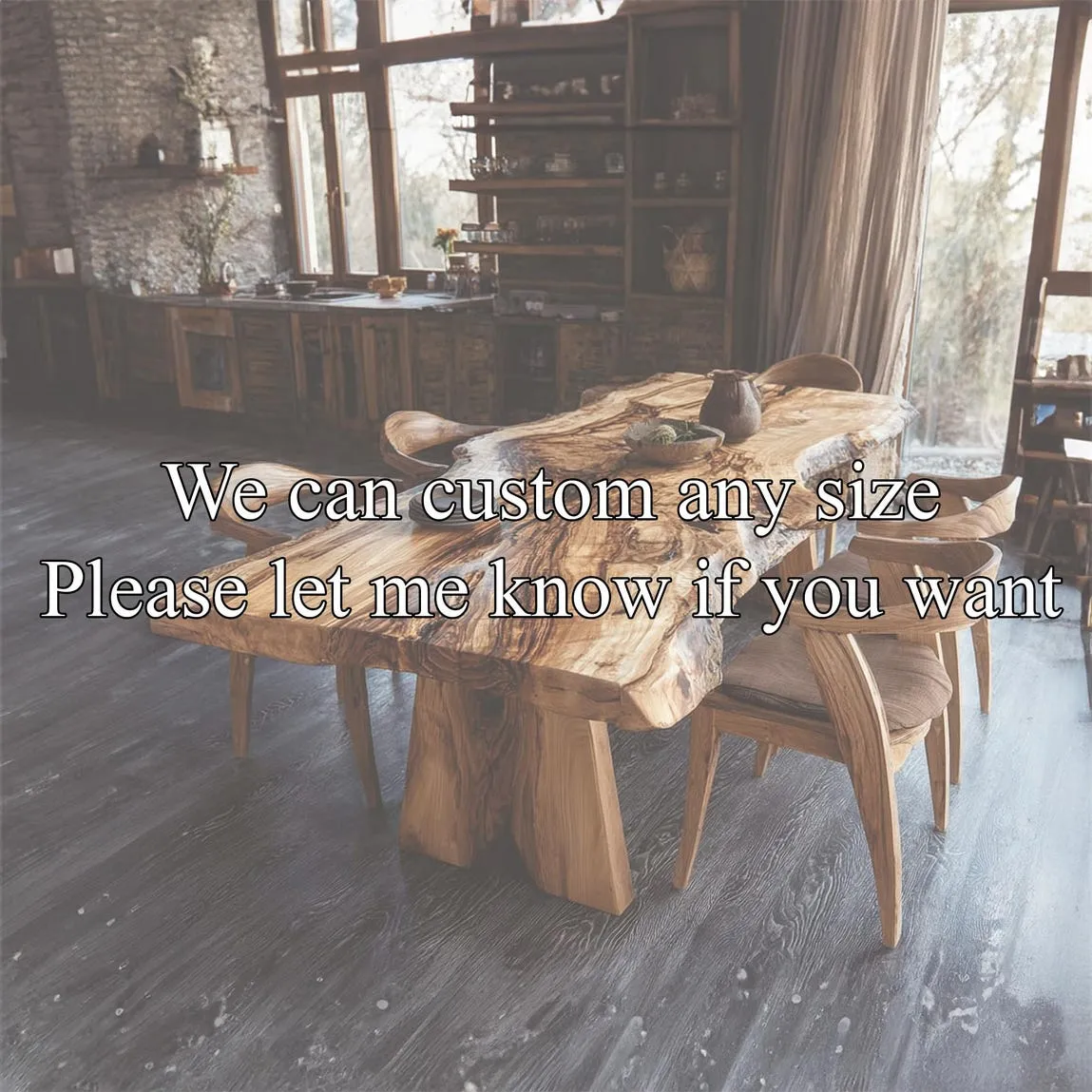 Rustic Live Edge Walnut Dining Table Handmade Solid Wood Table Custom Farmhouse Kitchen Table  Modern Walnut Wood Furniture Decor Home Gift - Image 5