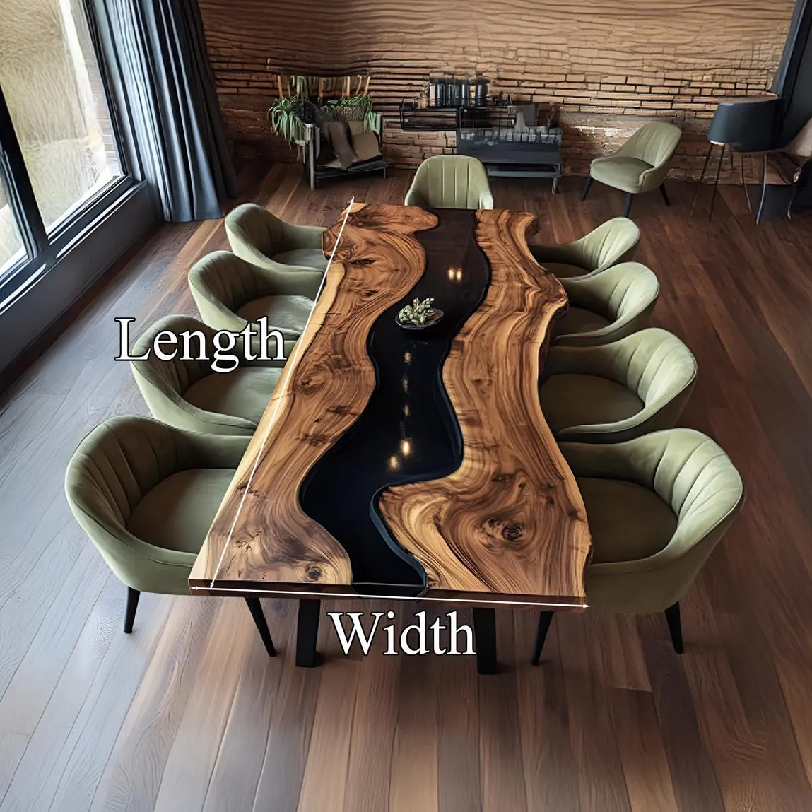 Unique Epoxy Dining Table Handmade Assembly and Disassemble Made from Solid Wood with Unique Wood Grain Home Decor Gift Set - Image 4