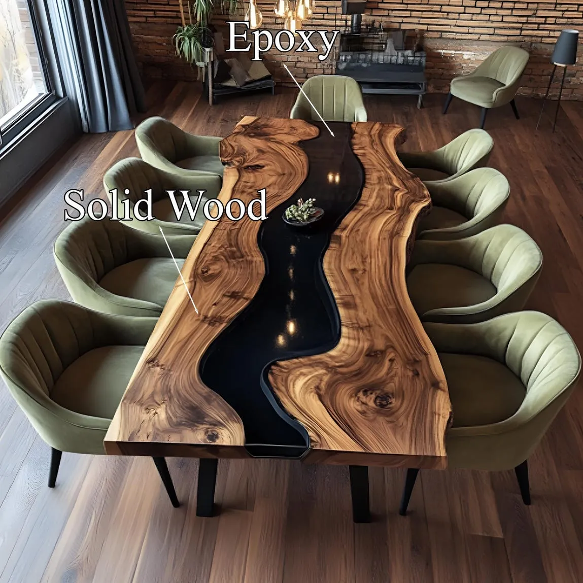 Unique Epoxy Dining Table Handmade Assembly and Disassemble Made from Solid Wood with Unique Wood Grain Home Decor Gift Set - Image 6
