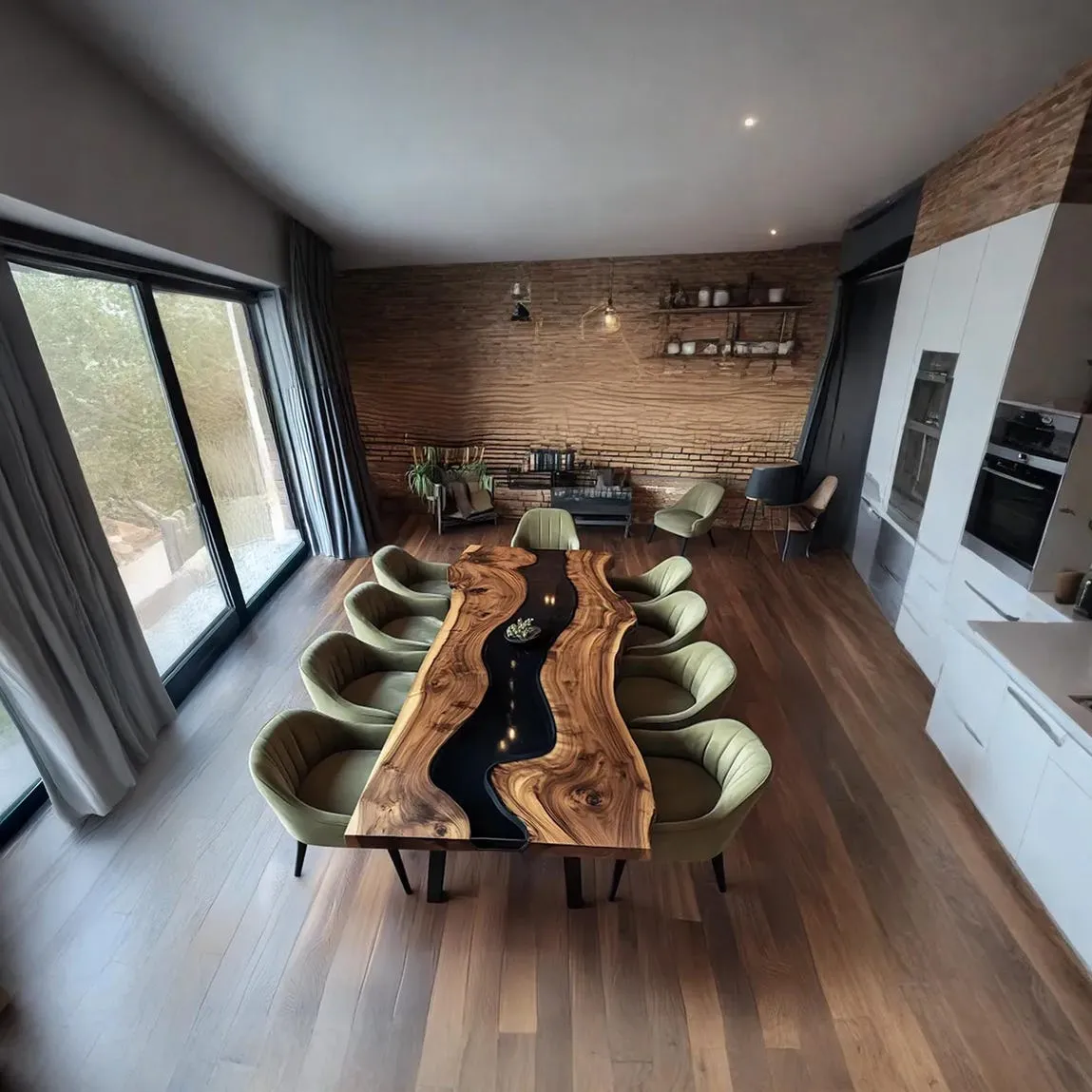 Unique Epoxy Dining Table Handmade Assembly and Disassemble Made from Solid Wood with Unique Wood Grain Home Decor Gift Set - Image 7