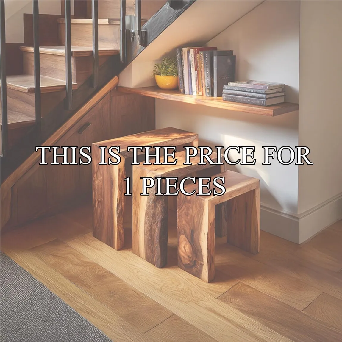 Wooden Stool Modern Side Table Indoor Plant Stand Small Side Table Modern Plant Stand End Table Laptop Table Bedside Table Decor Home Gift - Image 2
