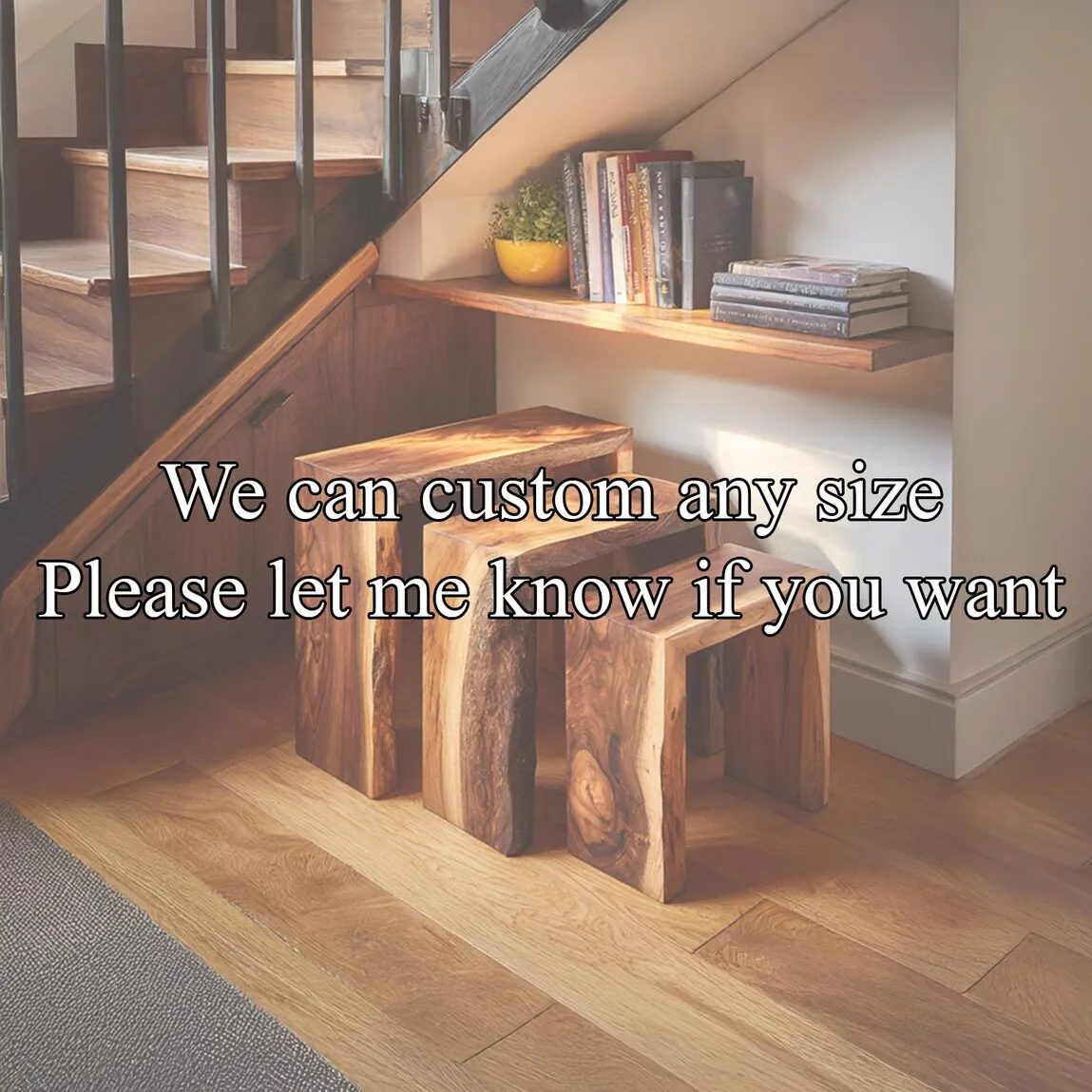 Wooden Stool Modern Side Table Indoor Plant Stand Small Side Table Modern Plant Stand End Table Laptop Table Bedside Table Decor Home Gift - Image 3