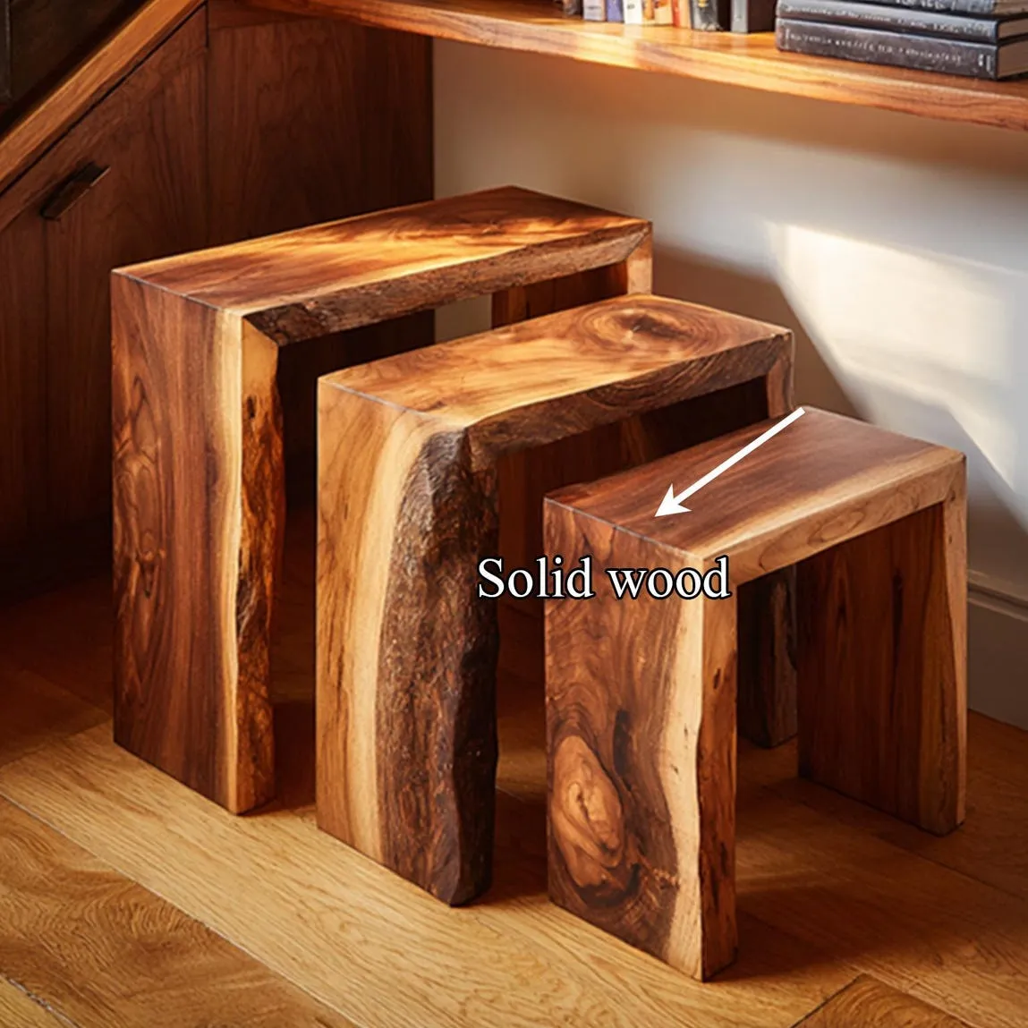 Wooden Stool Modern Side Table Indoor Plant Stand Small Side Table Modern Plant Stand End Table Laptop Table Bedside Table Decor Home Gift - Image 4