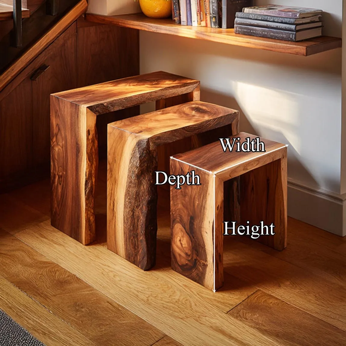 Wooden Stool Modern Side Table Indoor Plant Stand Small Side Table Modern Plant Stand End Table Laptop Table Bedside Table Decor Home Gift - Image 6