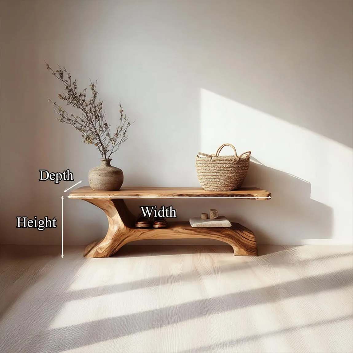 Rustic Shoe Bench Entryway Bench Drawer Solid Birch Wood Shoe Bench Hallway Furniture Decor Living Room Gift Christmas - Image 5