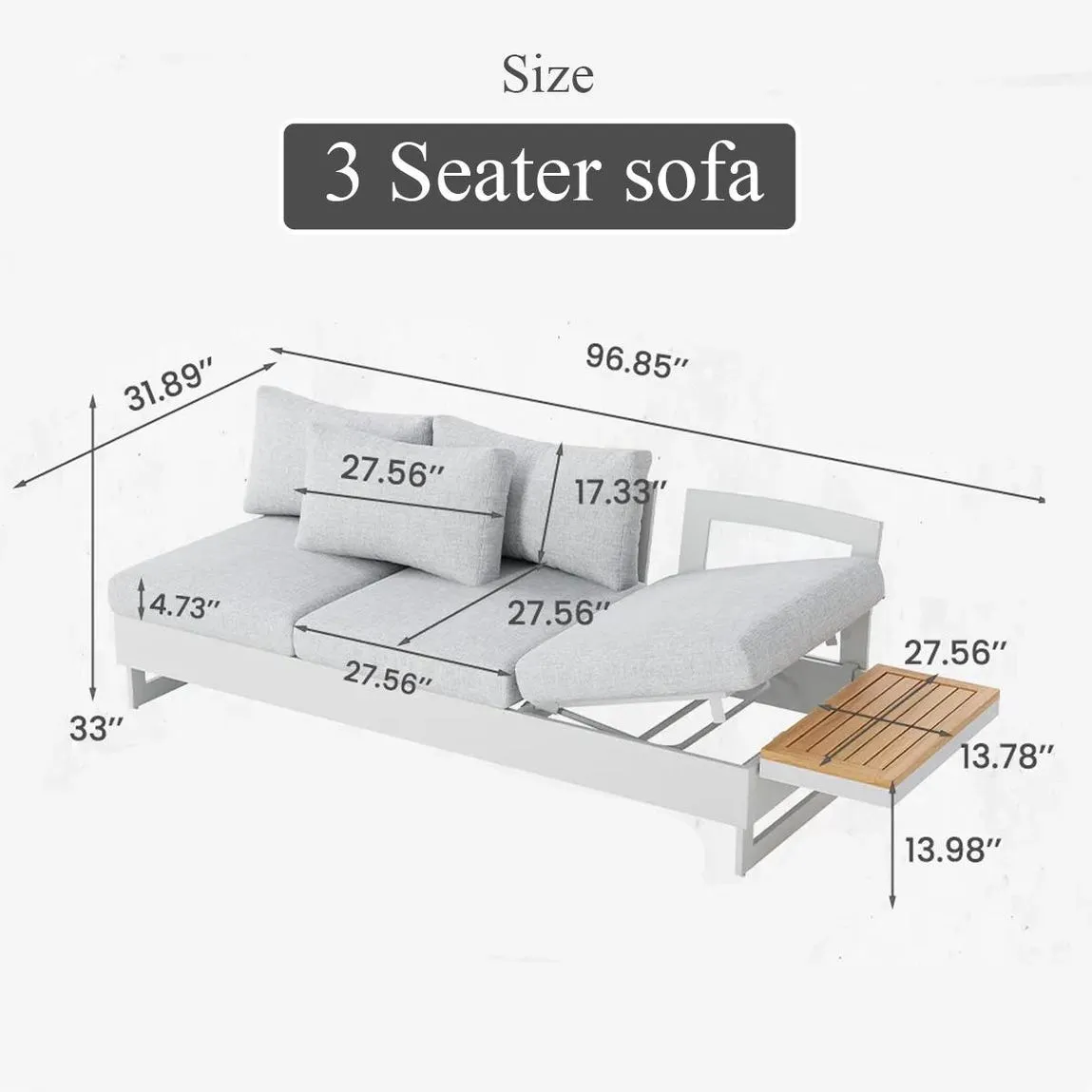Modern Seater Outdoor Sectional Rustic Wooden Sofa Set Coffee Table Recliner Decor Garden Gift Her - Image 4