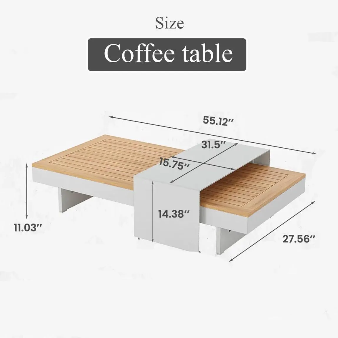 Modern Seater Outdoor Sectional Rustic Wooden Sofa Set Coffee Table Recliner Decor Garden Gift Her - Image 5
