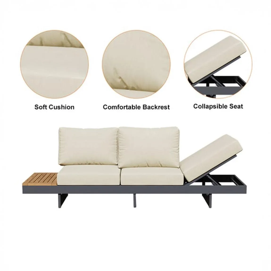 Modern Seater Outdoor Sectional Rustic Wooden Sofa Set Coffee Table Recliner Decor Garden Gift Her - Image 7