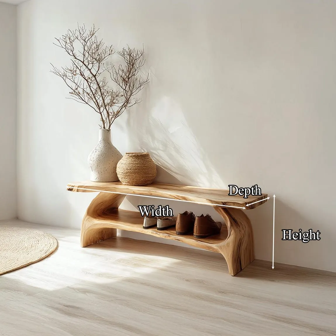 Rustic Entryway Bench Shoe Storage Bench Bench Seat Entry Benc  Rustic Timber Bench Decor Living Room Gift - Image 5
