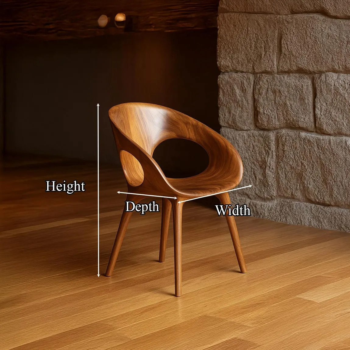 Rustic Solid Walnut Dining Chair Handcrafted Minimalist Art Chair Scandinavian Style Tea Room Chair Mortise , Tenon Design Decor Home - Image 6