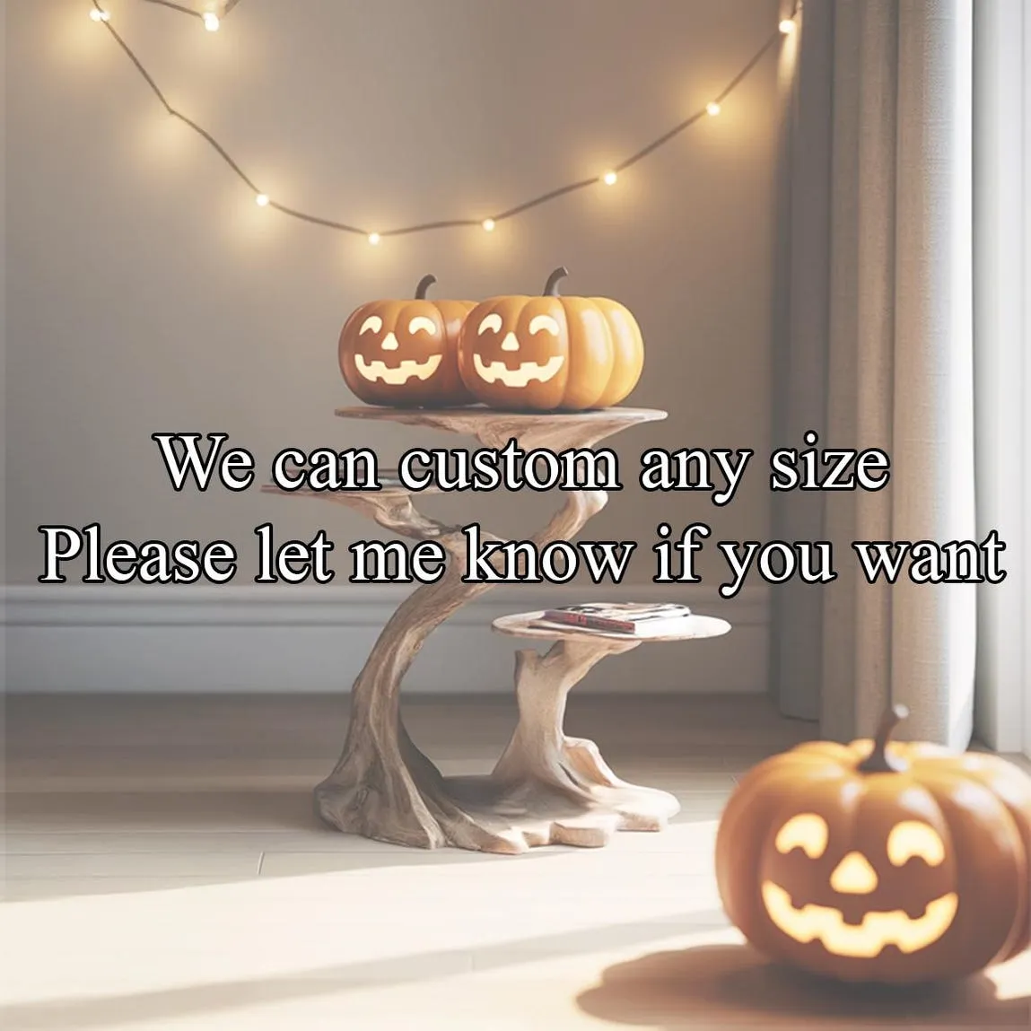 Solid Wood Bedside Table Nightstand Handmade Unique Furniture Rustic Bedroom Accent Halloween Home Decor - Image 2