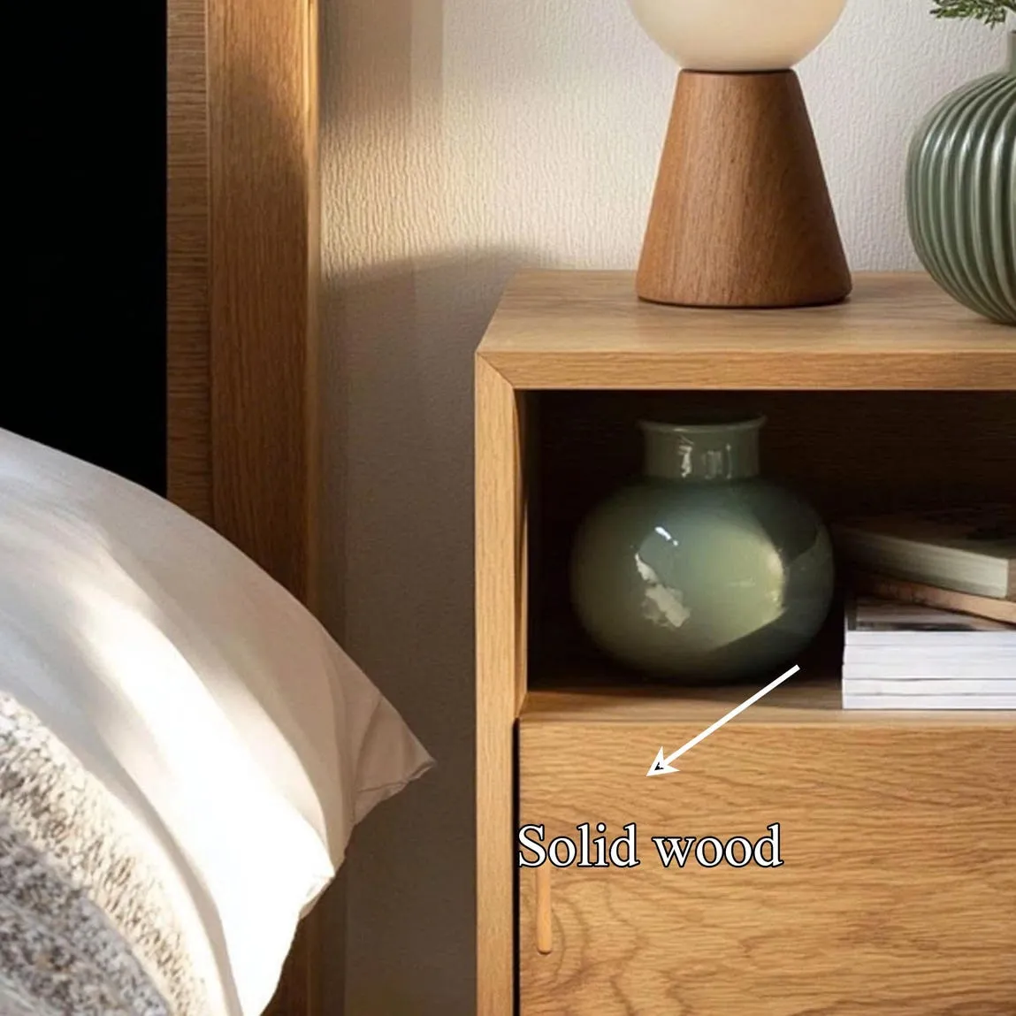 Minimalist Oak Nightstand Handmade Wooden Bedside Table with Drawer Scandinavian Bedroom Furniture, Modern Home Gift - Image 4