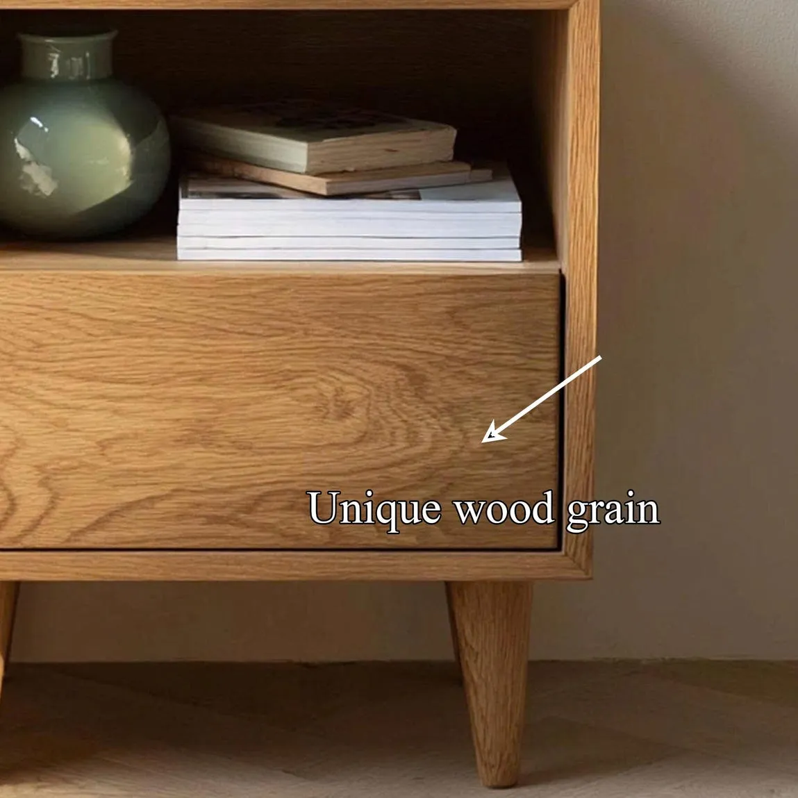 Minimalist Oak Nightstand Handmade Wooden Bedside Table with Drawer Scandinavian Bedroom Furniture, Modern Home Gift - Image 5
