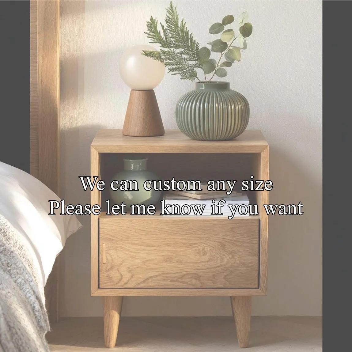 Minimalist Oak Nightstand Handmade Wooden Bedside Table with Drawer Scandinavian Bedroom Furniture, Modern Home Gift - Image 6