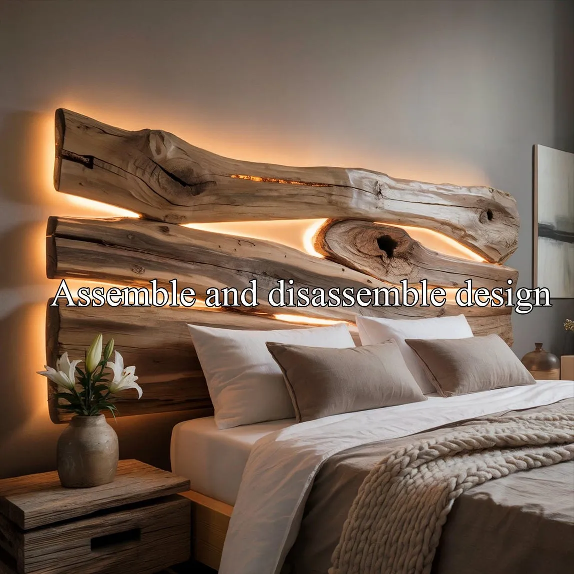 Custom Natural Wood Headboard, Solid Wood Headboard, Wood Wall Decor Perfect for Unique Bedroom Decor - Image 3