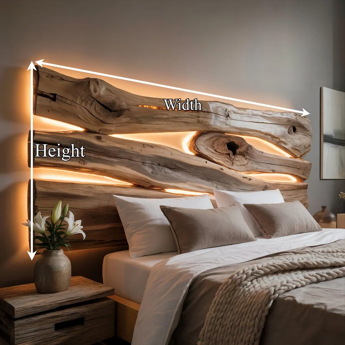 Custom Natural Wood Headboard, Solid Wood Headboard, Wood Wall Decor Perfect for Unique Bedroom Decor - Image 4