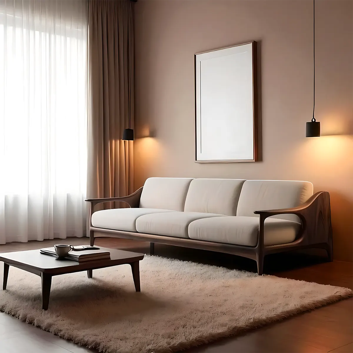 High-Class Ash Wood Sofa - Modern Design, Durable