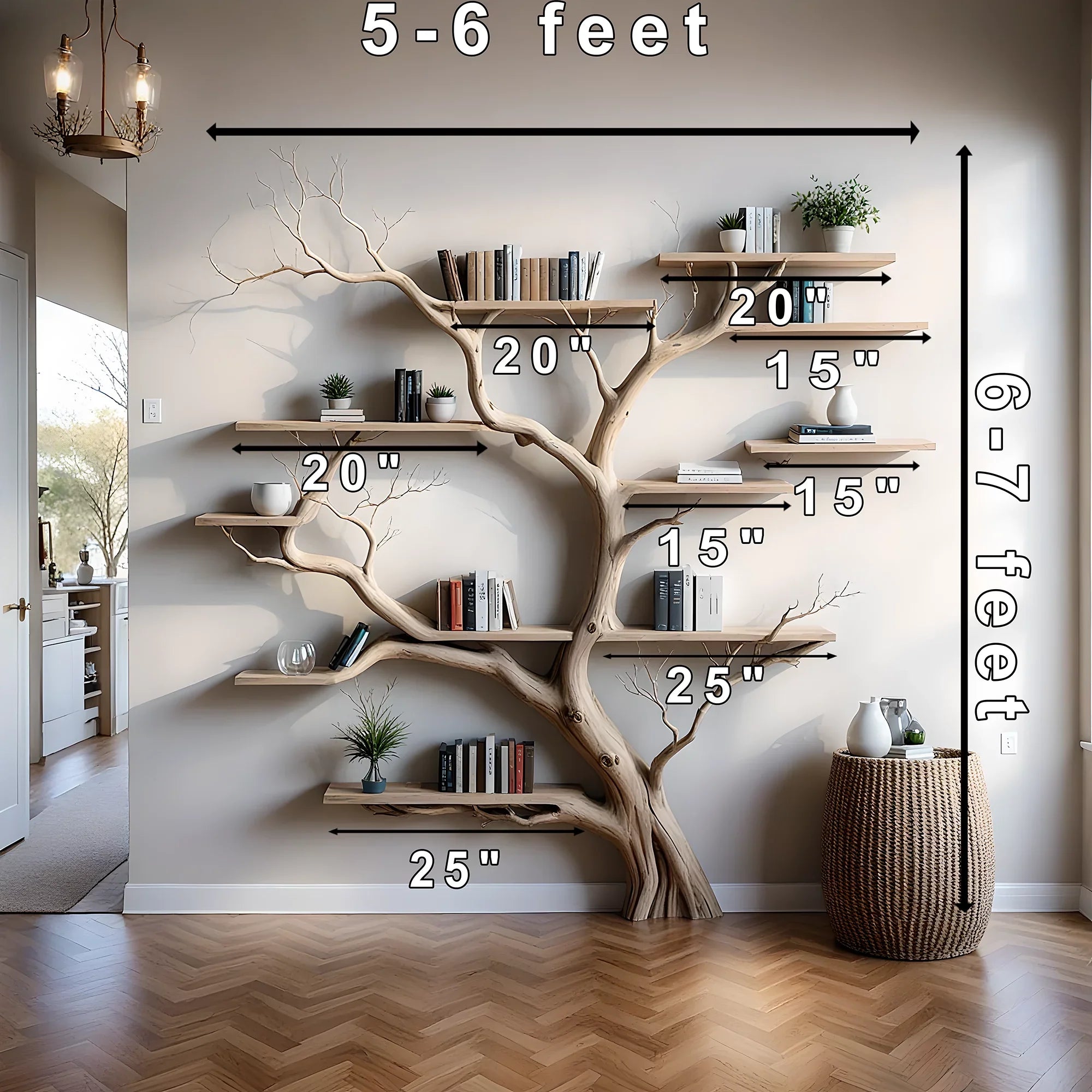 Library bookshelf, natural wood bookshelf, home decoration bookshelf
