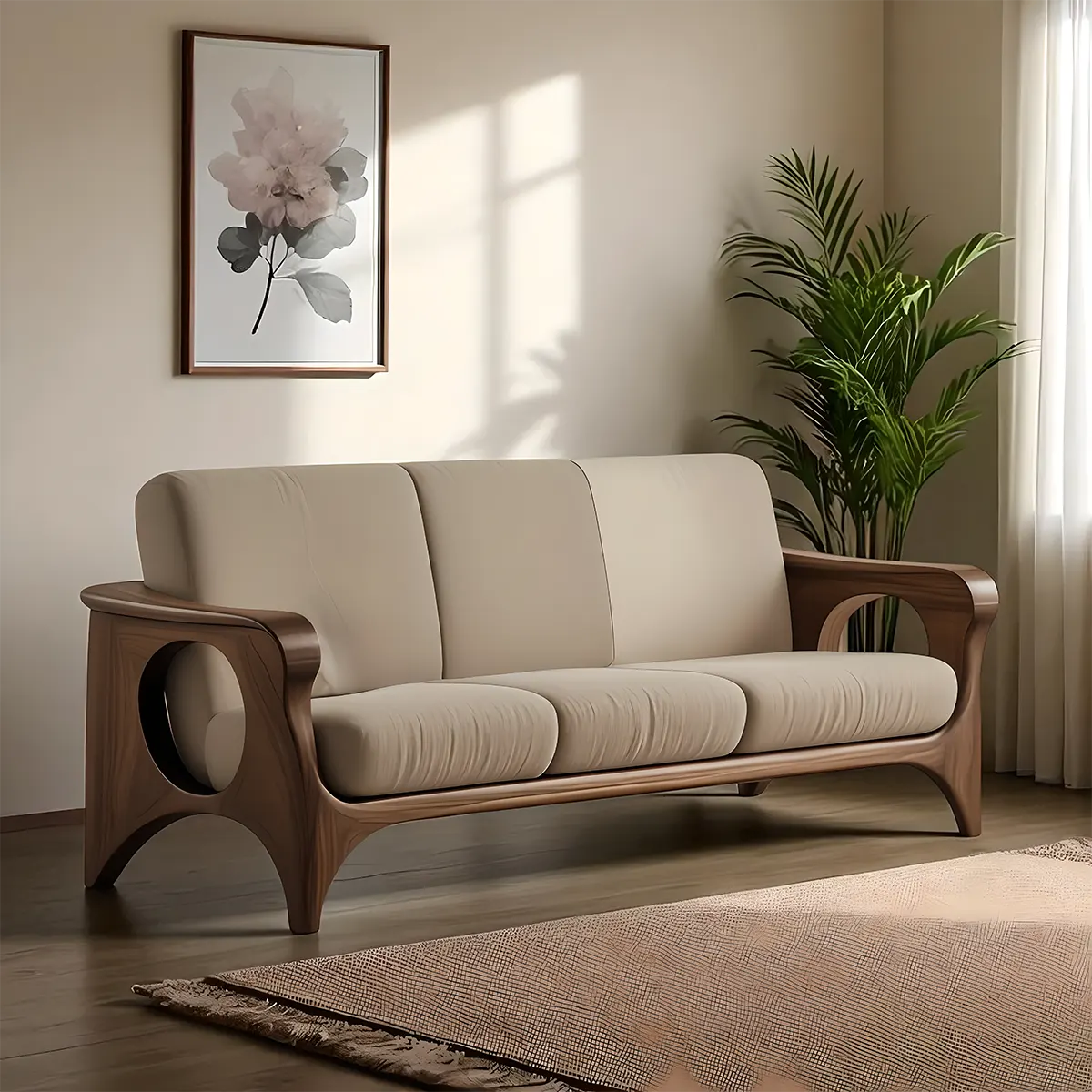 Modern design Ash wood sofa - Solid wood frame