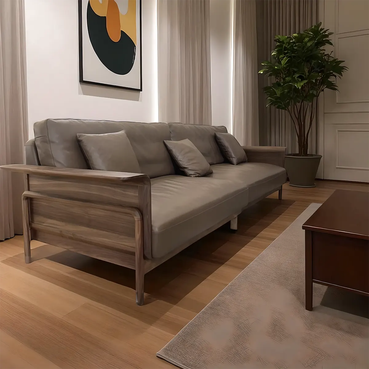 Natural Ash Wood Sofa Modern Design, Luxurious