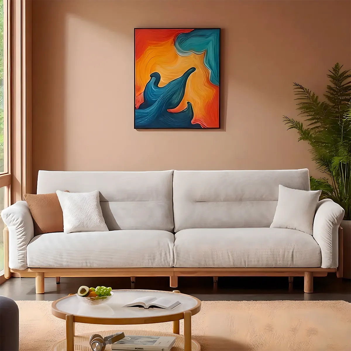 Natural ash wood sofa Sturdy frame, bright wood grain