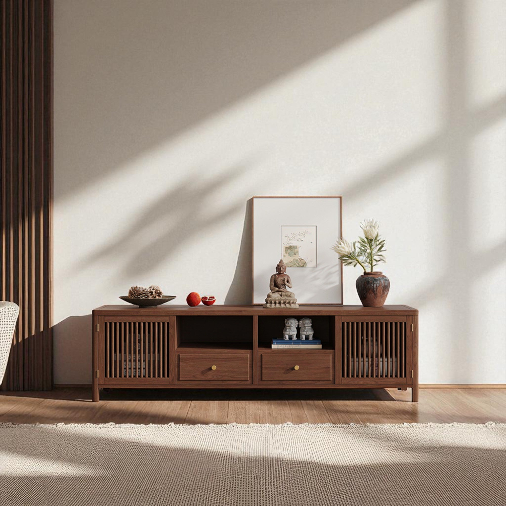 Luxury Solid Wood TV Stand Handmade Mid-Century Sideboard