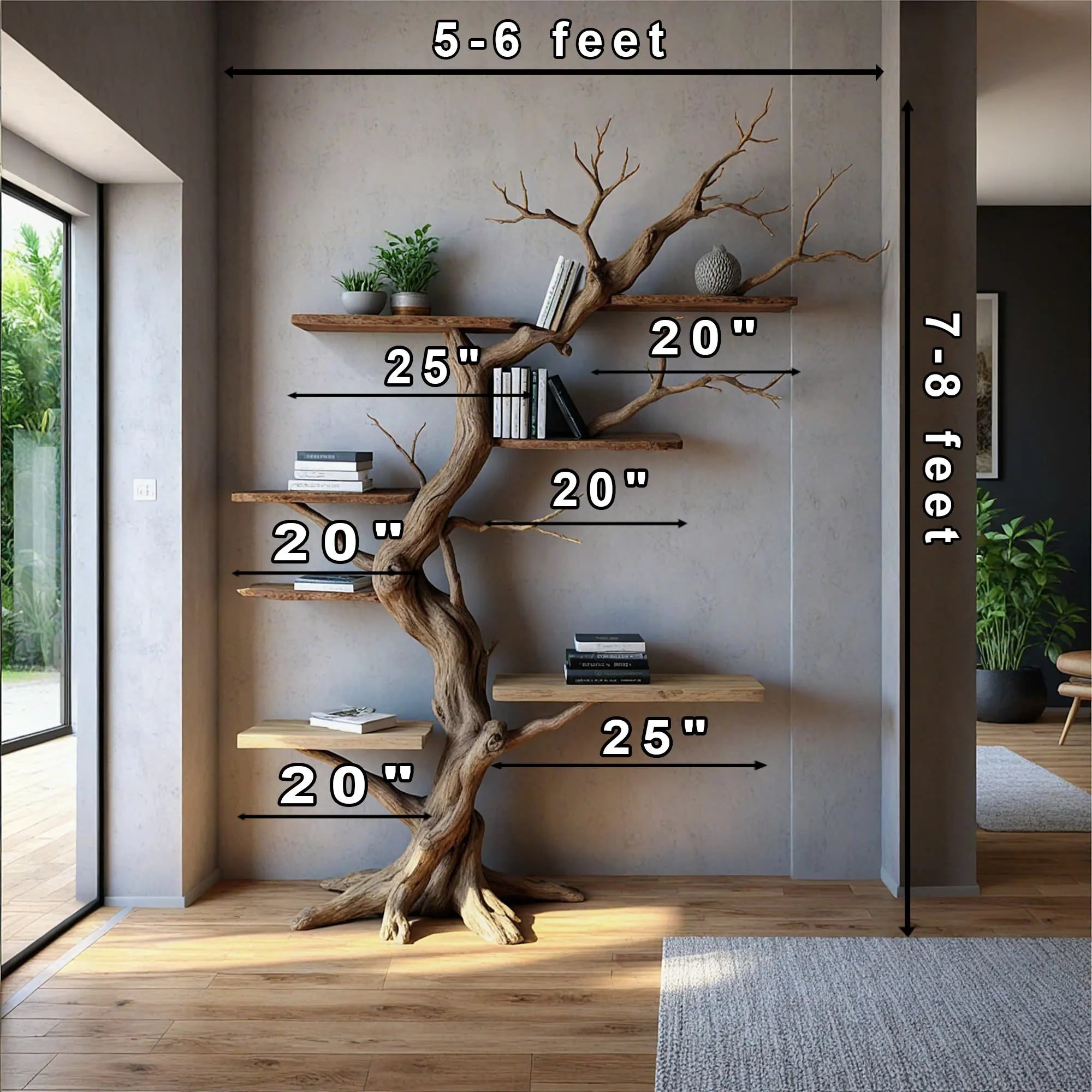 Solid Wood Tree Branch Wall Coat Rack – Rustic Home Decor