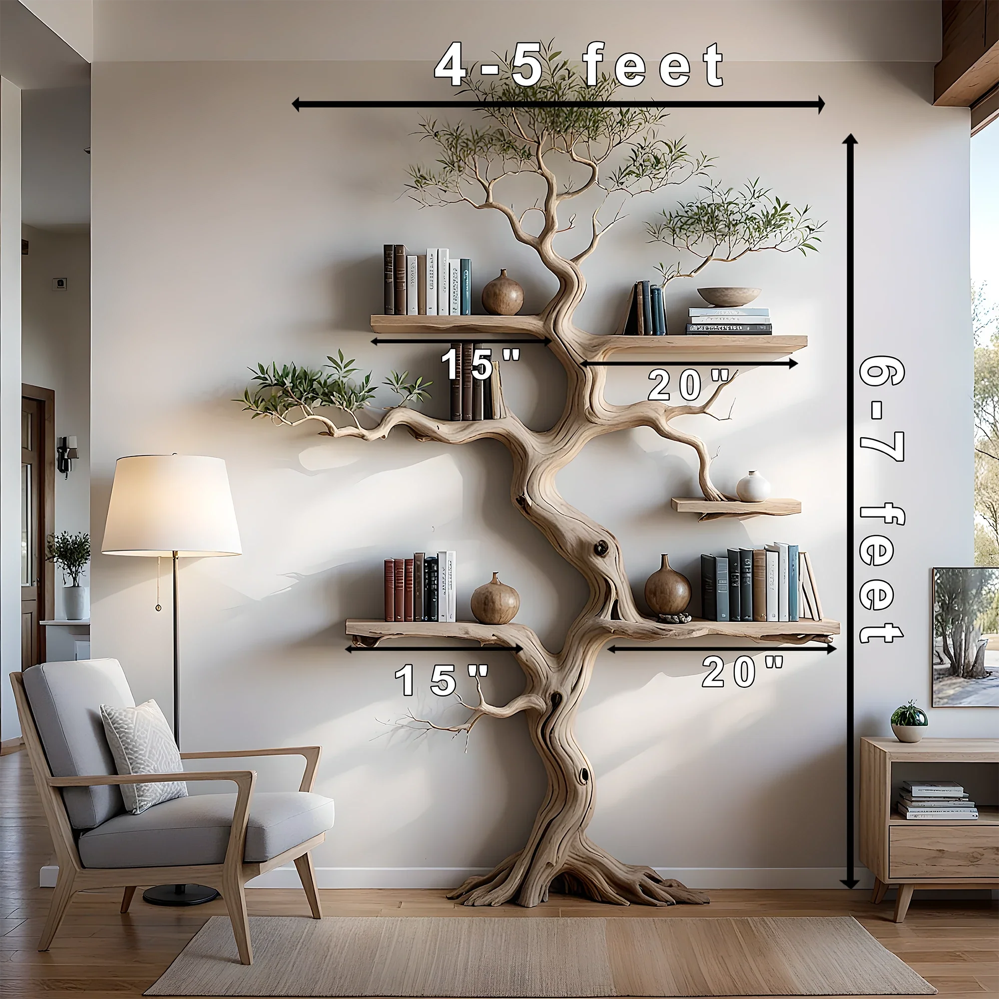 Rustic Wooden Wall Coat Rack – Tree Branch Decorative Hanger