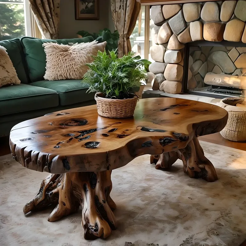Modern Rustic Tea Table Handmade Solid Wood Coffee Table