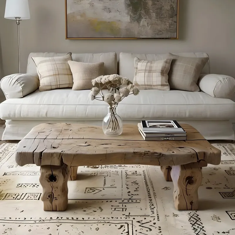 Rustic Driftwood Coffee Table Handmade Solid Wood Living Room Table