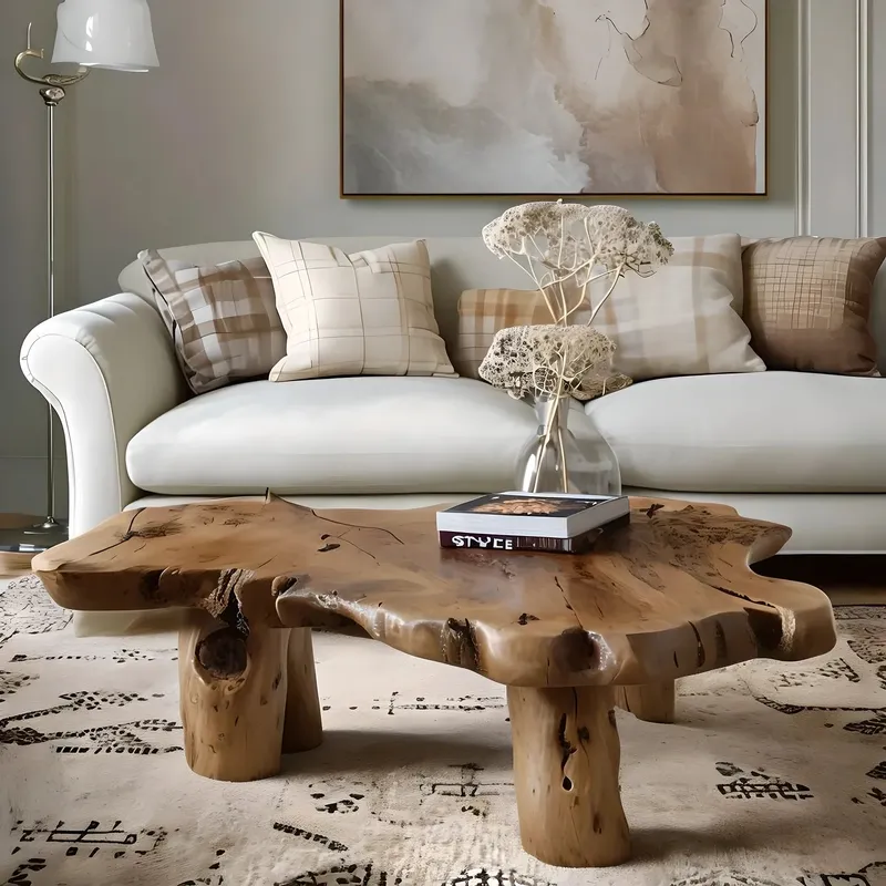 Monolithic Solid Wood Sofa Table Modern Rustic Design