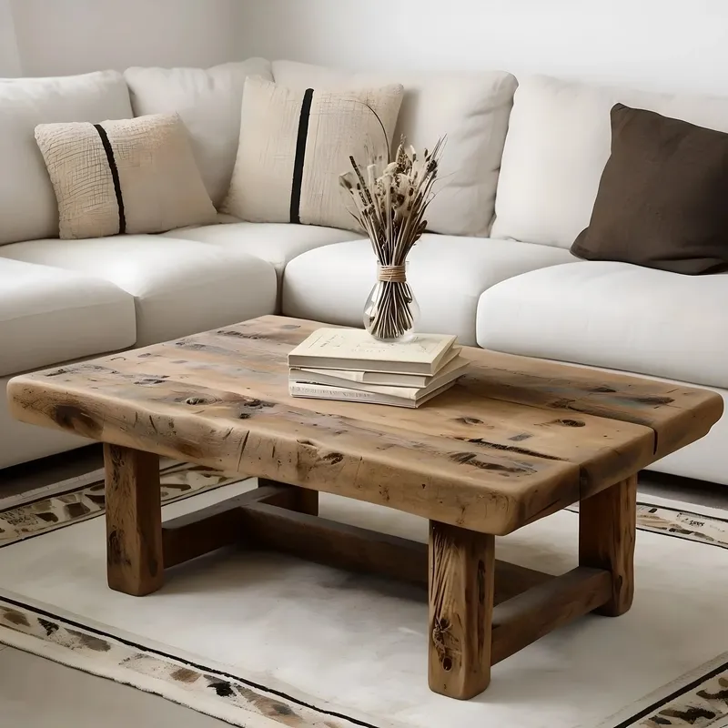 Handmade Recycled Wood Coffee Table Rustic Modern Design