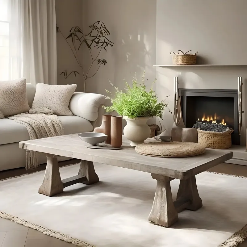 Ash Wood Coffee Table Modern Rustic Living Room Table