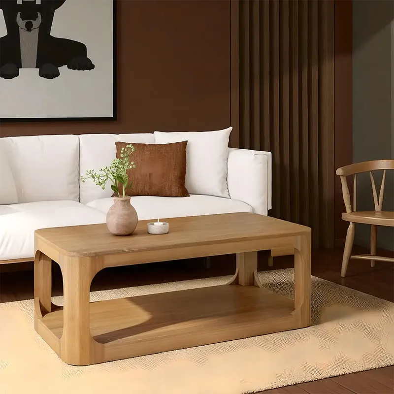 Natural Wood Tea Table, Sophisticated Design For Living Room Space