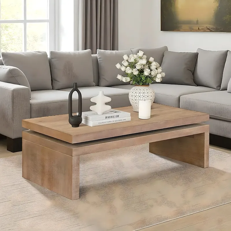 Modern Wooden Coffee Table 48” – Minimalist Design