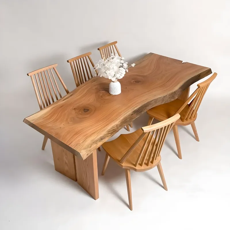 Natural Tamarind Wood Dining Table Solid Wood Family Table