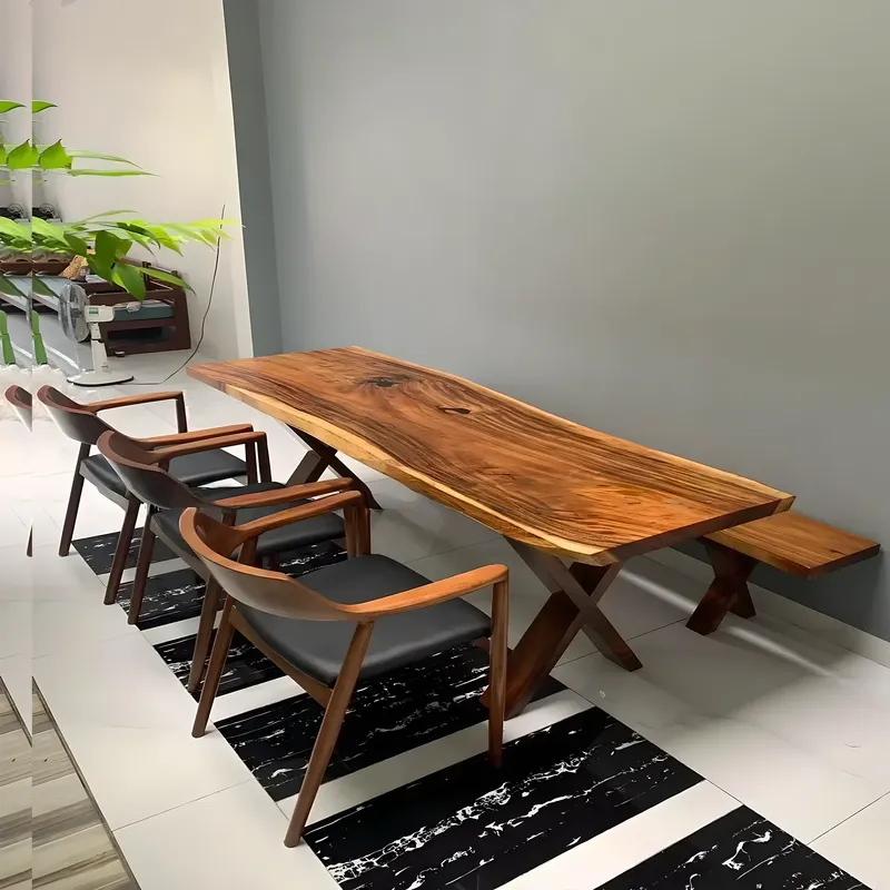 Solid Wood Dining Table Natural Slab Tea Table for Modern Living Room