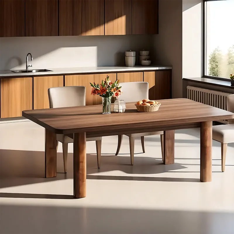 Rectangular Natural Wood Dining Table Modern Design