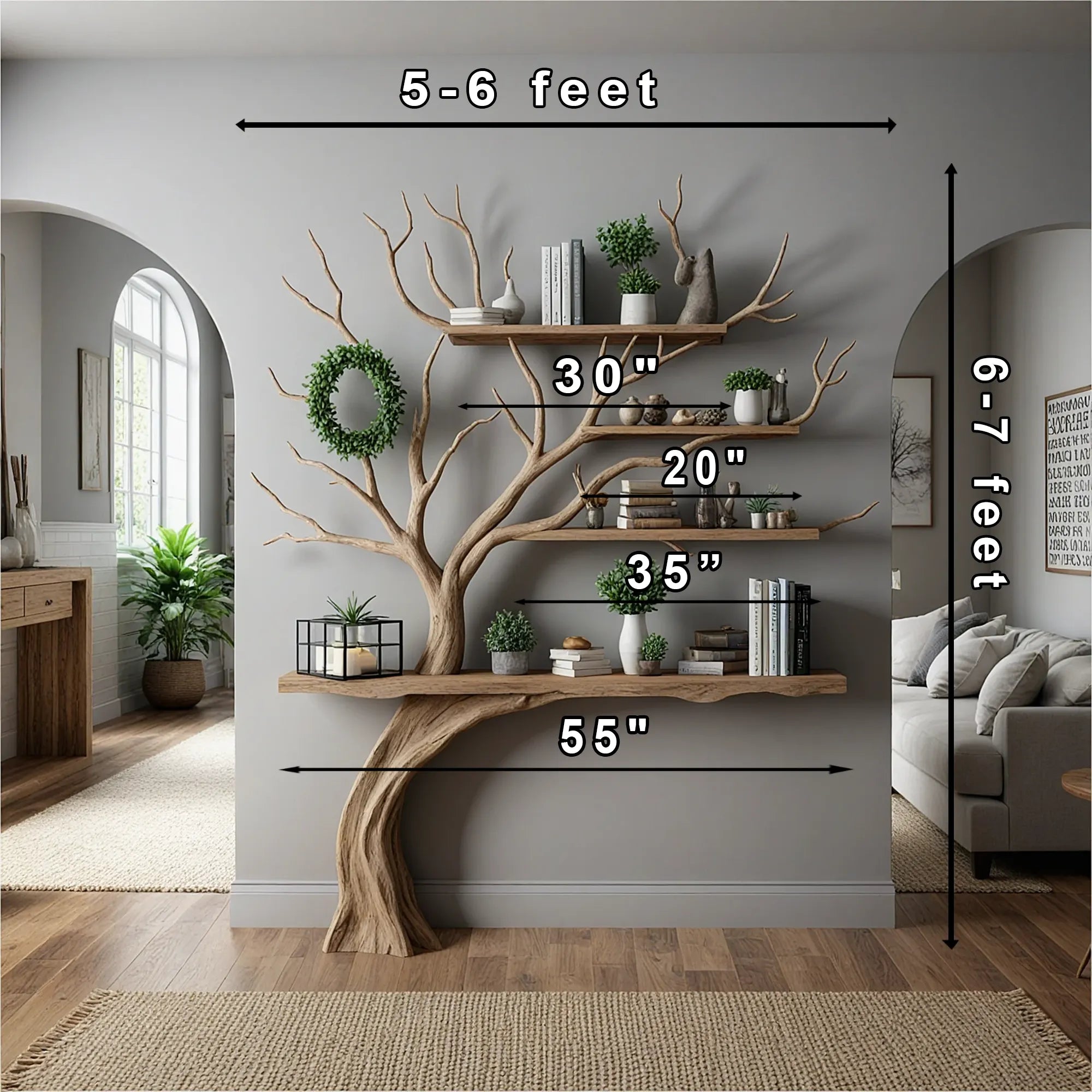 Tree branch montessori bookshelf mid century bookcase wall mount bookshelf corner bookshelf