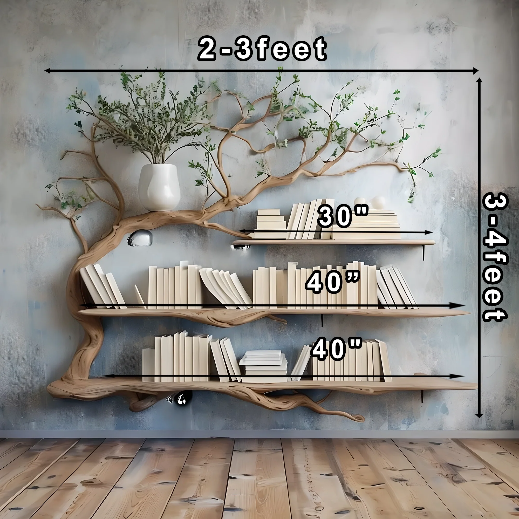 Wall mounted bookshelf for home decoration