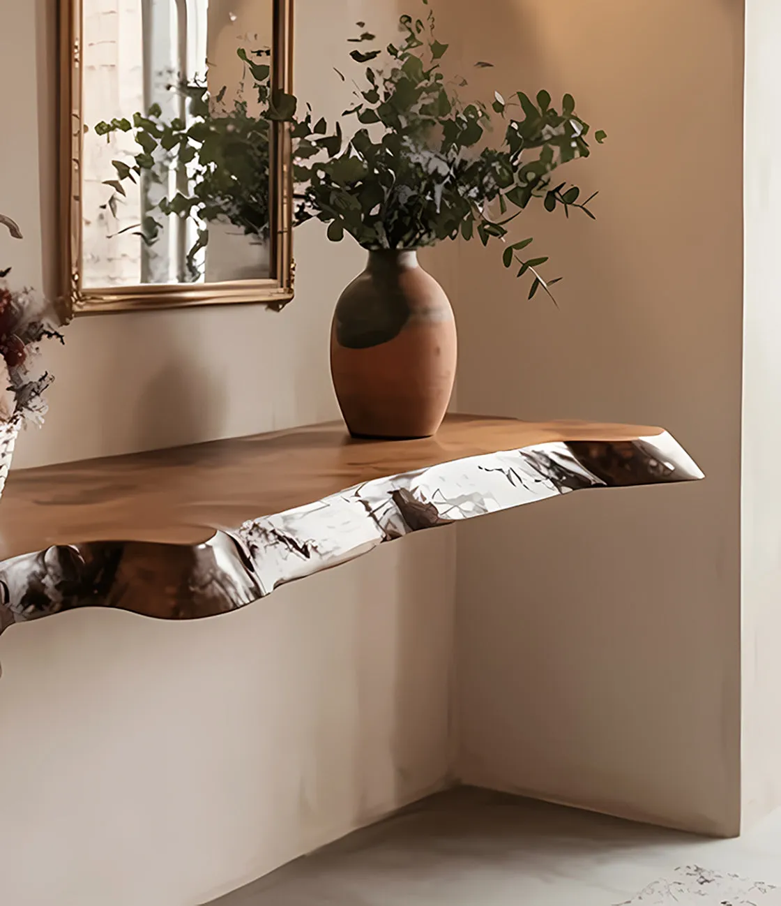 Live Edge Walnut Floating Shelves – Farmhouse Wooden Heavy Duty Shelf Christmas Décor - Image 2
