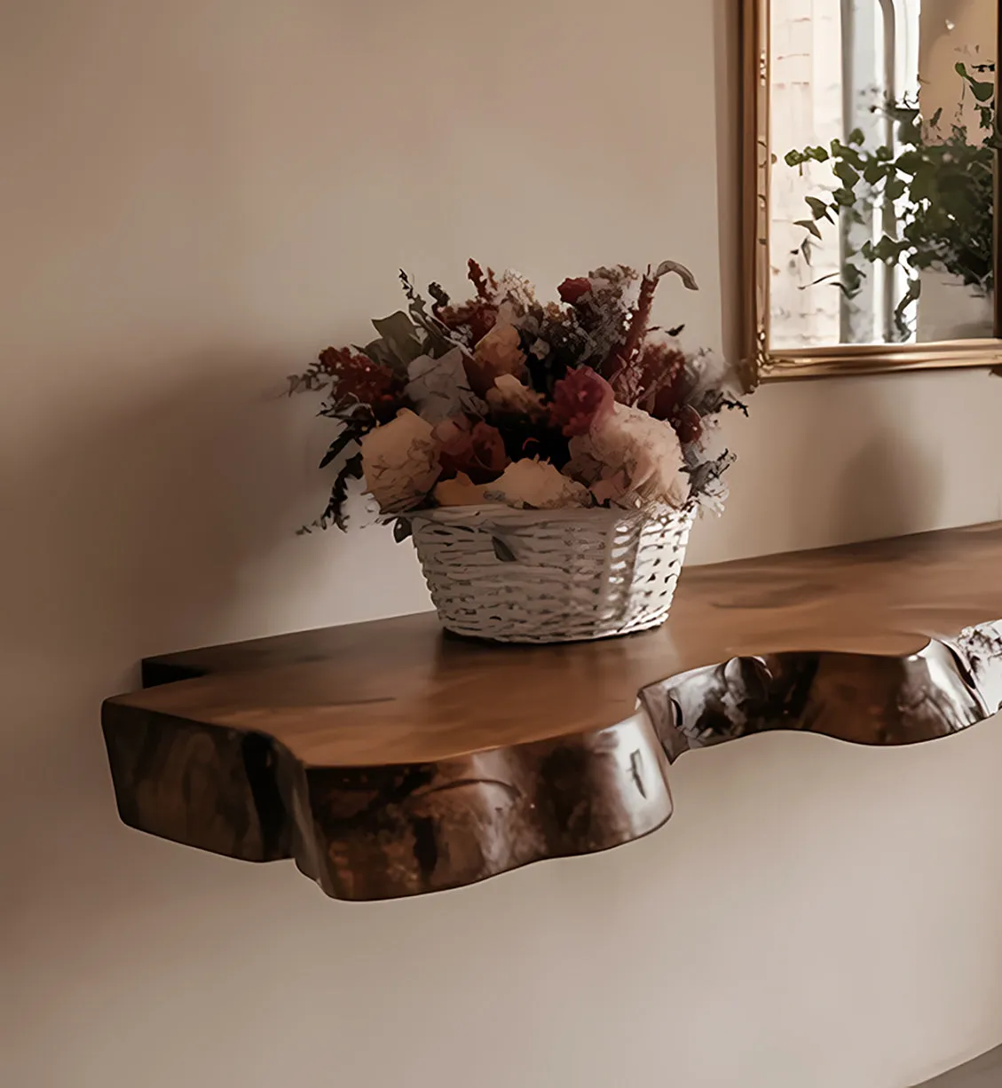 Live Edge Walnut Floating Shelves – Farmhouse Wooden Heavy Duty Shelf Christmas Décor - Image 4