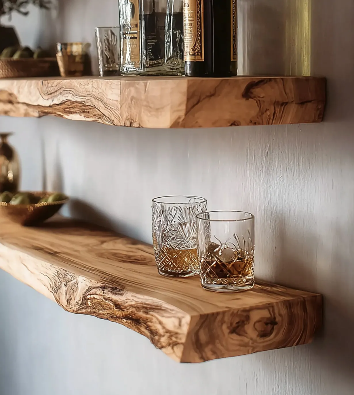 Handmade Live Edge Wood Shelf – Floating Wall Shelves for Whiskey Bar, Kitchen, or Entryway - Image 2