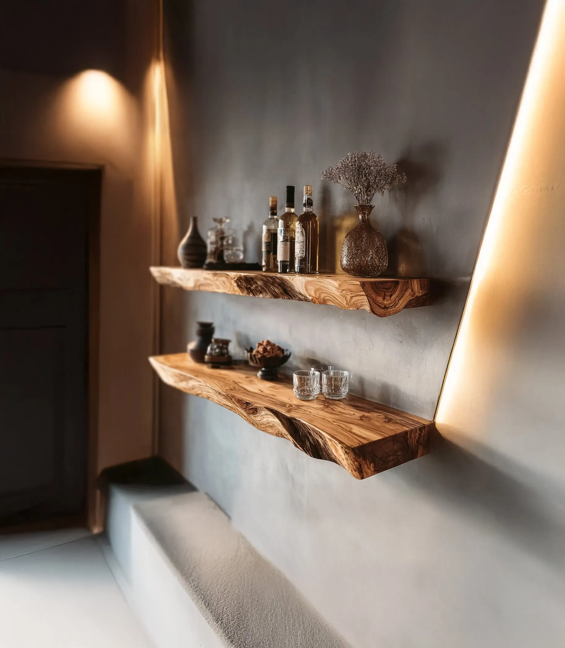 Handmade Live Edge Wood Shelf – Floating Wall Shelves for Whiskey Bar, Kitchen, or Entryway - Image 3