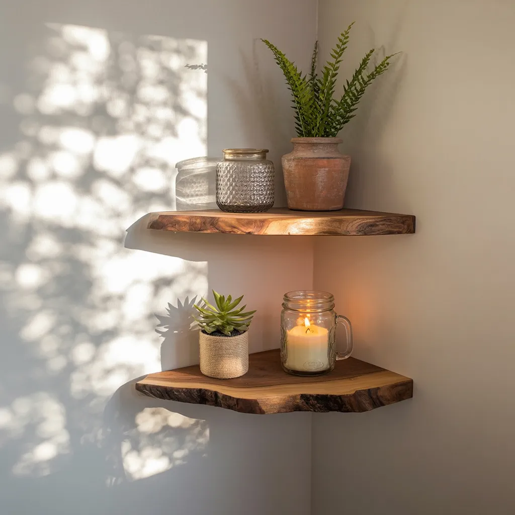 Floating Corner Shelf – Live Edge Bookshelf Décor for Nursery & Housewarming Gift - Image 2