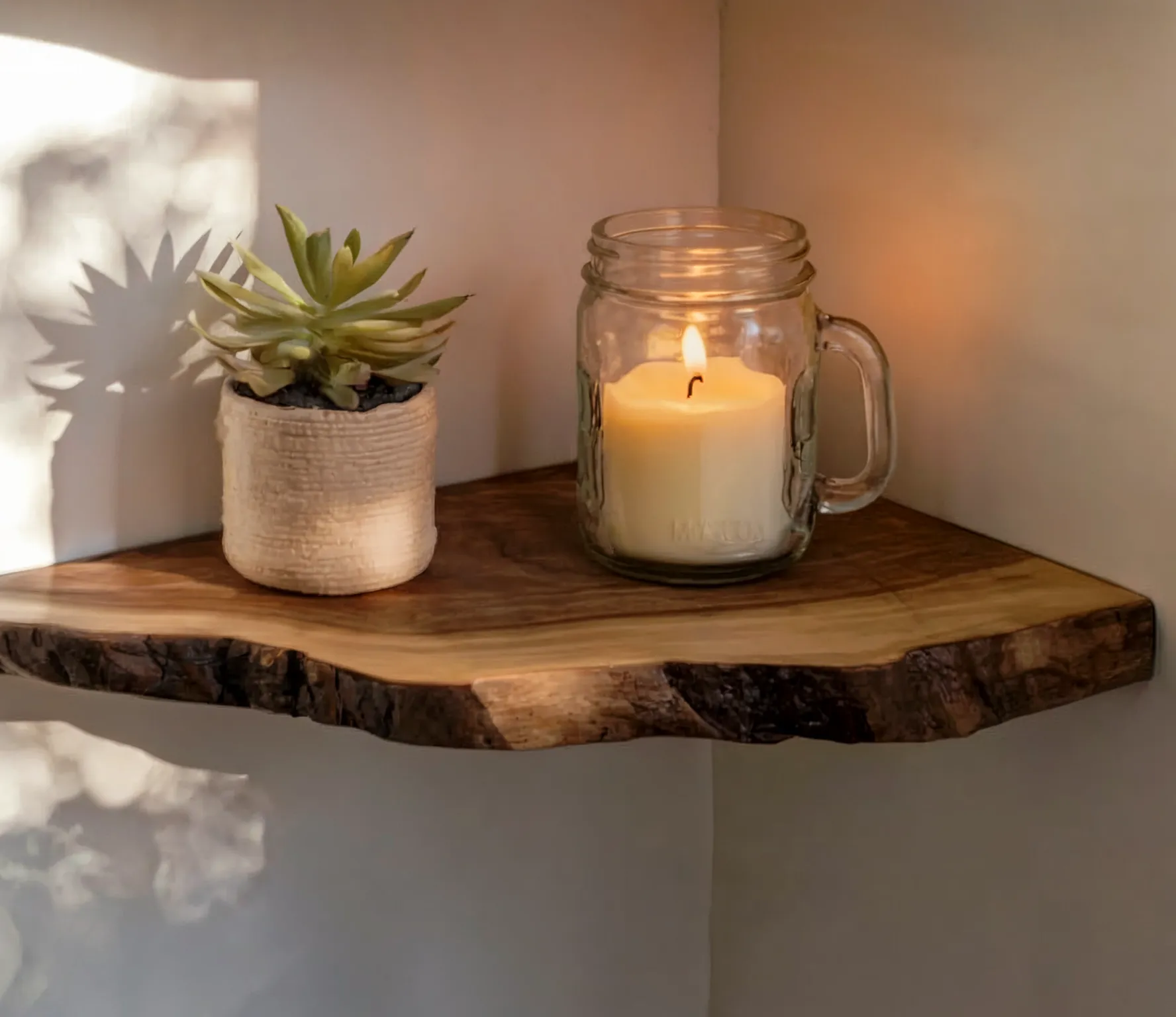 Floating Corner Shelf – Live Edge Bookshelf Décor for Nursery & Housewarming Gift - Image 3