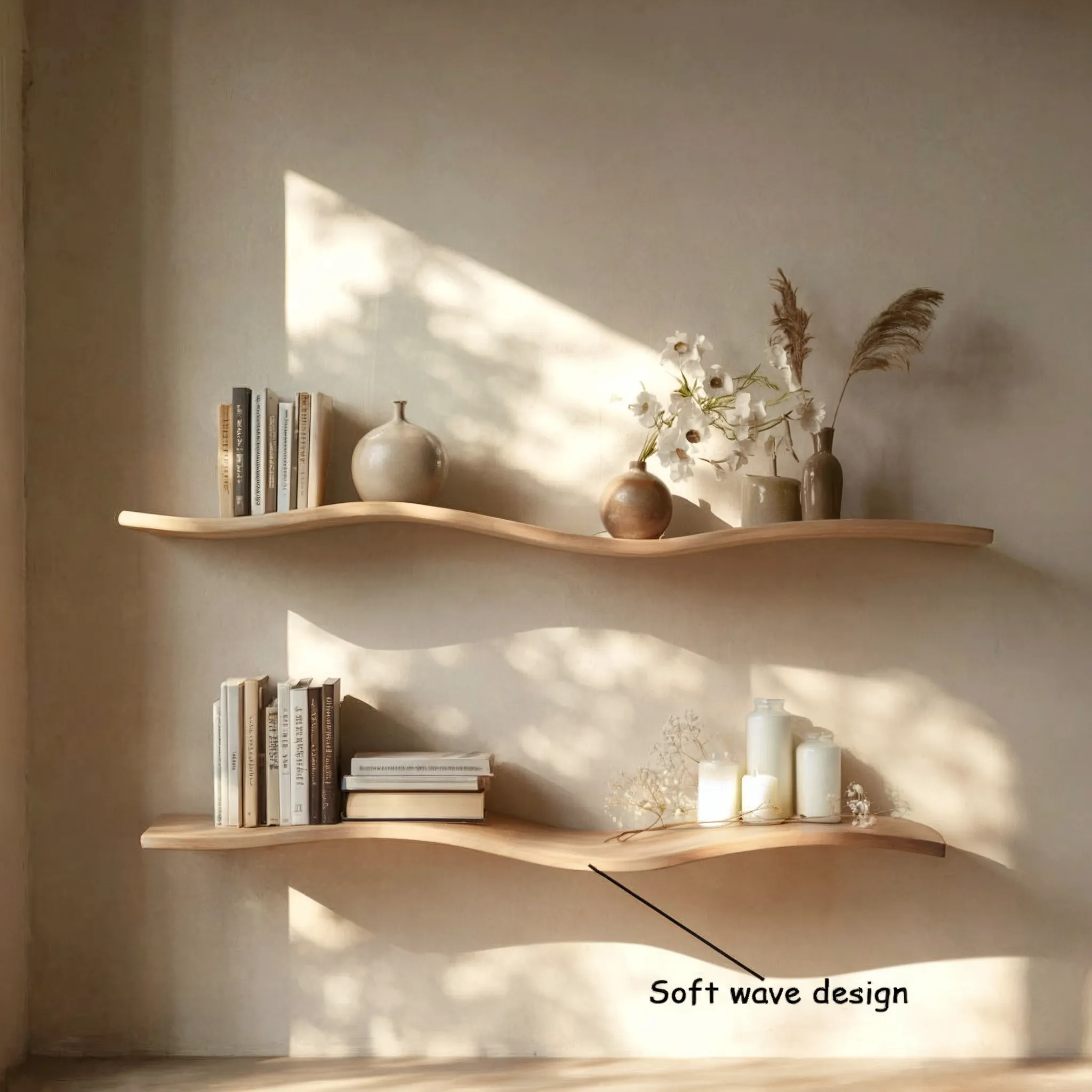 Handcrafted Wavy Rustic Wooden Shelf – Mid-Century Bookcase, Home Décor & Gift - Image 3
