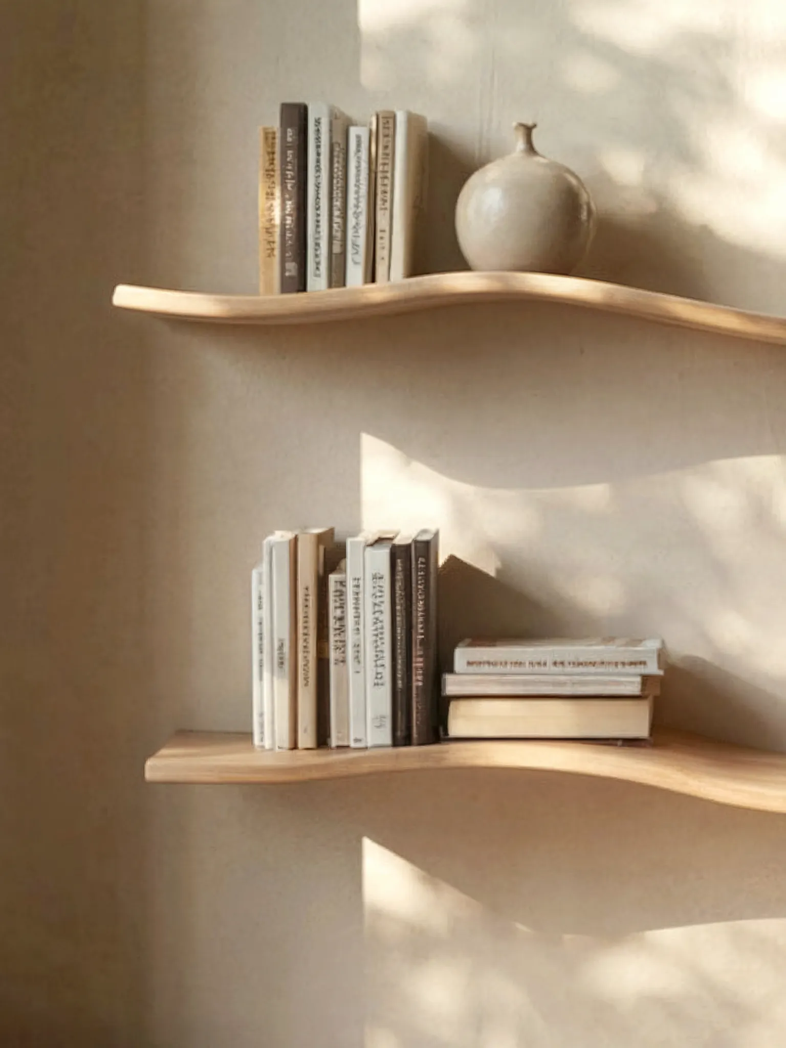 Handcrafted Wavy Rustic Wooden Shelf – Mid-Century Bookcase, Home Décor & Gift - Image 4