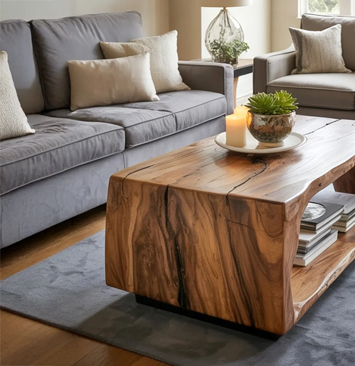 Walnut Live Edge Coffee Table – Handmade Solid Wood Slab, Modern Natural Design - Image 3